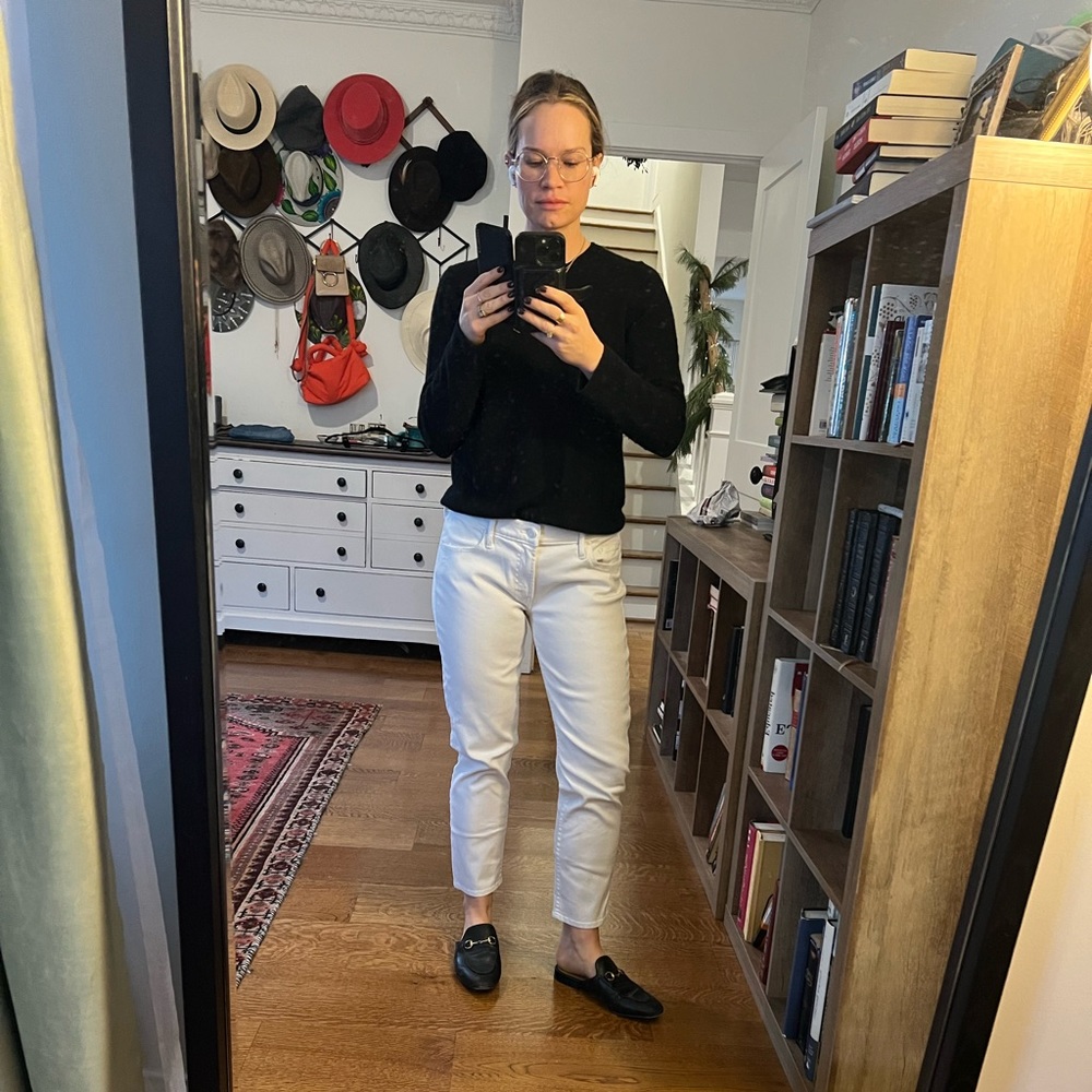 MOTHER the dropout white straight leg jeans